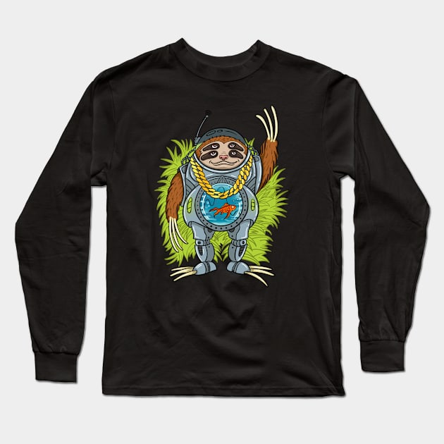 Sloth Machine Long Sleeve T-Shirt by Moe Tees